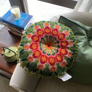 Embroidered round pillow